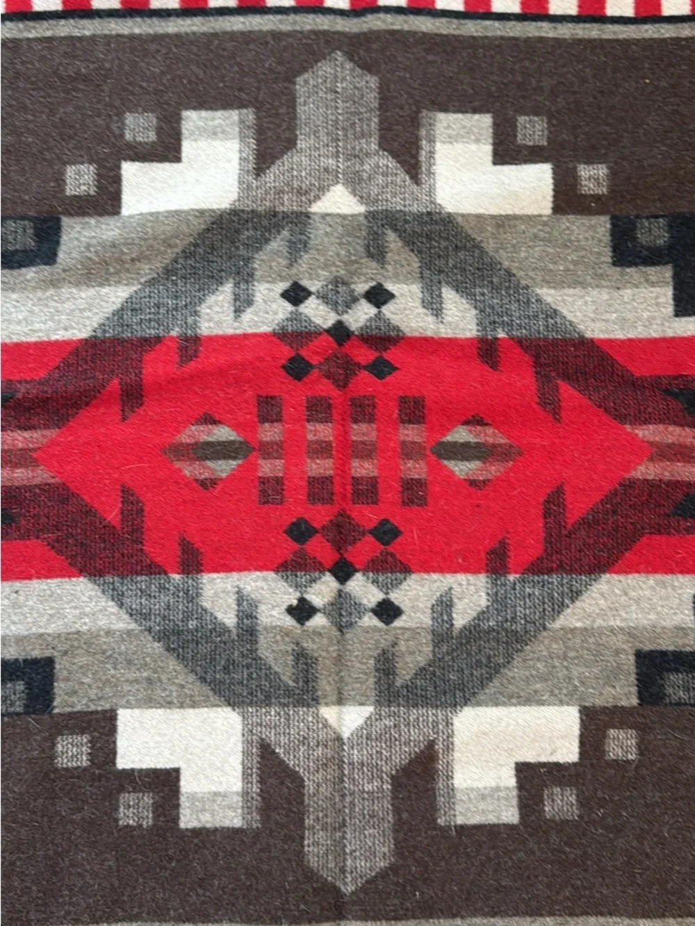 Southwestern Geometric Throw Blanket in Red and Brown